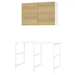 IKEA Enhet Oppbevaringskombinasjon, hvit/eikemønstret, 139x63.5x90.5 cm tilbud