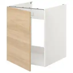 IKEA Enhet Benkeskap til oppvaskkum/dør, hvit/eikemønstret, 60x62x75 cm tilbud