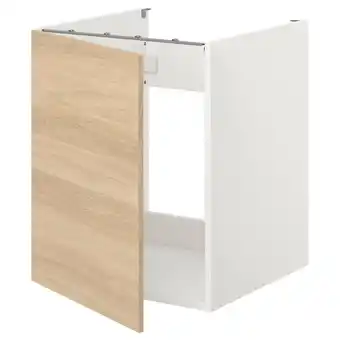 IKEA Enhet Benkeskap til oppvaskkum/dør, hvit/eikemønstret, 60x62x75 cm tilbud