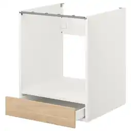 IKEA Enhet Benkeskap for ovn, m skuff, hvit/eikemønstret, 60x62x75 cm tilbud