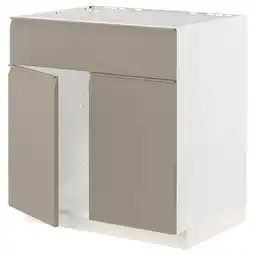 IKEA Metod Benkeskap f oppvaskkum 2dør/fr, hvit/upplöv matt mørk beige, 80x60 cm tilbud
