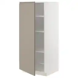 IKEA Metod Høyskap med hylleplater, hvit/upplöv matt mørk beige, 60x60x140 cm tilbud