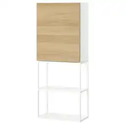 IKEA Enhet Oppbevaringskombinasjon, hvit/eikemønstret, 60x32x150 cm tilbud