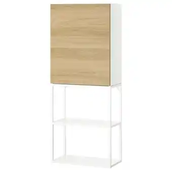 IKEA Enhet Oppbevaringskombinasjon, hvit/eikemønstret, 60x32x150 cm tilbud