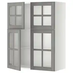 IKEA Metod Veggskap med hyller/4 vitrinedører, hvit/bodbyn grå, 80x100 cm tilbud