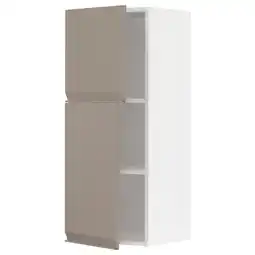 IKEA Metod Veggskap m hyller/2 dører, hvit/upplöv matt mørk beige, 40x100 cm tilbud