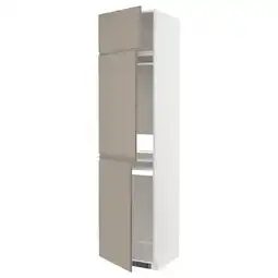 IKEA Metod Høyskap f kjøleskap/fryser+ 3 dører, hvit/upplöv matt mørk beige, 60x60x240 cm tilbud