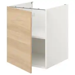 IKEA Enhet Benkeskap med hylle/dør, hvit/eikemønstret, 60x62x75 cm tilbud