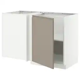 IKEA Metod Benkehjørneskap med hylle, hvit/upplöv matt mørk beige, 128x68 cm tilbud