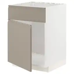 IKEA Metod Benkeskap f oppvaskkum dør/front, hvit/upplöv matt mørk beige, 60x60 cm tilbud