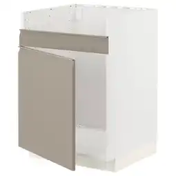 IKEA Metod Benkeskap, til havsen med 1 kum, hvit/upplöv matt mørk beige, 60x60 cm tilbud
