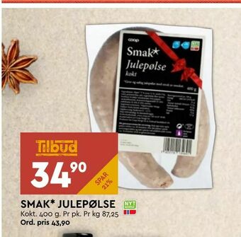 Coop Mega Smak* julepølse tilbud