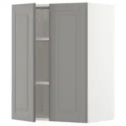 IKEA Metod Veggskap m hyller/2 dører, hvit/bodbyn grå, 60x80 cm tilbud