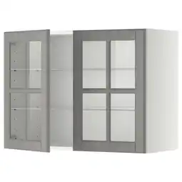 IKEA Metod Veggskap m hyller/2 vitrinedører, hvit/bodbyn grå, 80x60 cm tilbud