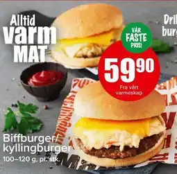 Spar Biffburger/kyllingburger tilbud