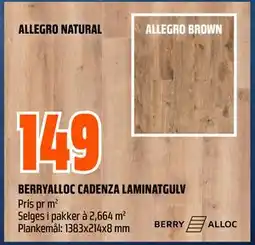 Obs Bygg BERRYALLOC CADENZA LAMINATGULV, NOK 149 tilbud