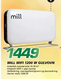 Coop Byggmix MILL WIFI 1200 W GULVOVN, NOK 1449 tilbud