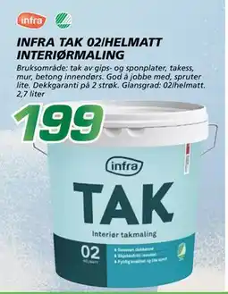 Coop Byggmix INFRA TAK 02/HELMATT INTERIØR MALING, NOK 199 tilbud