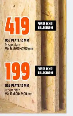 Obs Bygg OSB PLATE 12 MM tilbud