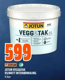 Obs Bygg JOTUN VEGG&TAK 05/MATT INTERIØRMALING, NOK 599 tilbud