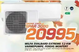 Coop Byggmix WILFA SVALBARD EXTREME 7,2 KW VARMEPUMPE, FERDIG MONTERT, NOK 20995 tilbud