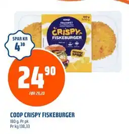 Coop Obs COOP CRISPY FISKEBURGER, NOK 24.9 tilbud