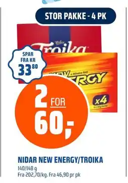 Coop Obs NIDAR NEW ENERGY/TROIKA, NOK 60 tilbud