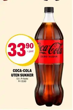 Coop Extra COCA-COLA UTEN SUKKER, NOK 33.9 tilbud