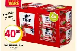 Coop Extra TINE RISLUNSJ 4 PK, NOK 40 tilbud