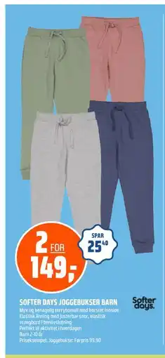 Coop Obs SOFTER DAYS JOGGEBUKSER BARN, NOK 149 tilbud