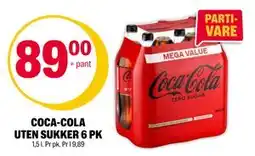 Coop Extra COCA-COLA UTEN SUKKER 6 PK, NOK 89 tilbud