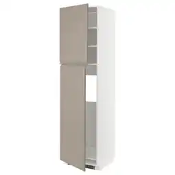 IKEA Metod Høyskap f kjøl m 2 dører, hvit/upplöv matt mørk beige, 60x60x220 cm tilbud