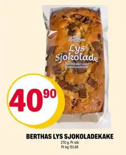 Coop Extra BERTHAS LYS SJOKOLADEKAKE, NOK 40.9 tilbud