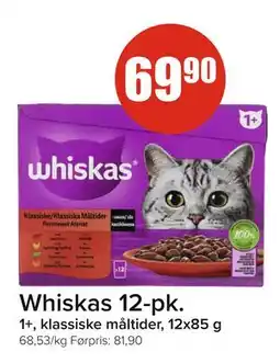 Spar Whiskas 12-pk, NOK 69.9 tilbud