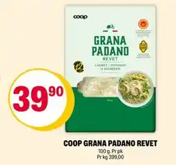 Coop Extra COOP GRANA PADANO REVET, NOK 39.9 tilbud