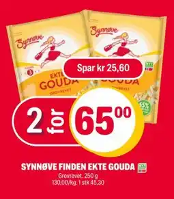 Coop Extra SYNNØVE FINDEN EKTE GOUDA, NOK 65 tilbud