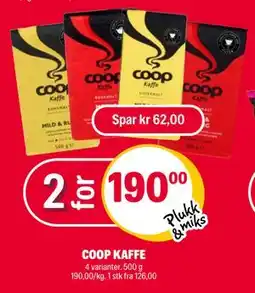 Coop Extra COOP KAFFE, NOK 190 tilbud