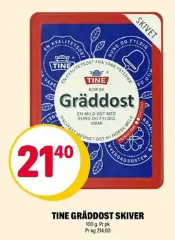 Coop Extra TINE GRÄDDOST SKIVER, NOK 21.4 tilbud