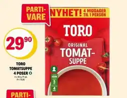 Coop Extra TORO TOMATSUPPE 4 POSER, NOK 29.9 tilbud