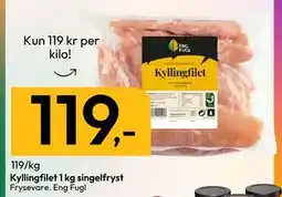 Gigaboks Kyllingfilet 1 kg singelfryst, NOK 119 tilbud