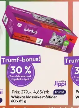 Gigaboks Whiskas klassiske måltider 60 x 85 g., NOK 279 tilbud