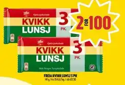 Coop Prix FREIA KVIKK LUNSJ 3 PK, NOK 100 tilbud
