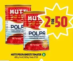 Coop Prix MUTTI POLPA KNUSTE TOMATER, NOK 50 tilbud