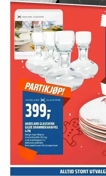 Coop Obs Hadeland glassverk gilde drammekaraffel 4 pk tilbud
