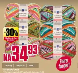 Europris STRØMPII GARN, NOK 34.93 tilbud