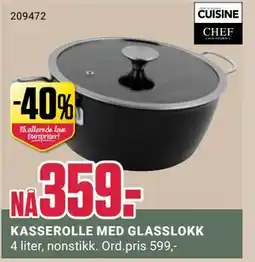 Europris KASSEROLLE MED GLASSLOKK, NOK 359 tilbud