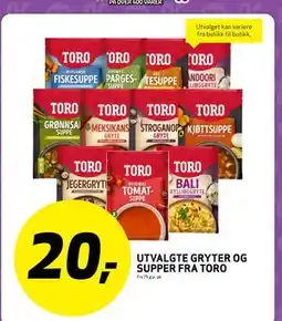 Bunnpris UTVALGTE GRYTER OG SUPPER FRA TORO, NOK 20 tilbud