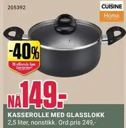 Europris KASSEROLLE MED GLASSLOKK, NOK 149 tilbud