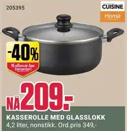 Europris KASSEROLLE MED GLASSLOKK, NOK 209 tilbud