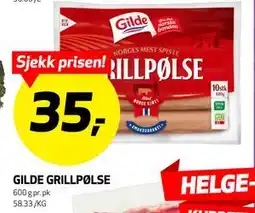 Bunnpris GILDE GRILLPØLSE, NOK 35 tilbud